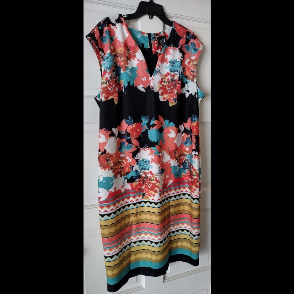 ECI New York Multi-color Floral Dress Plus Size 3X